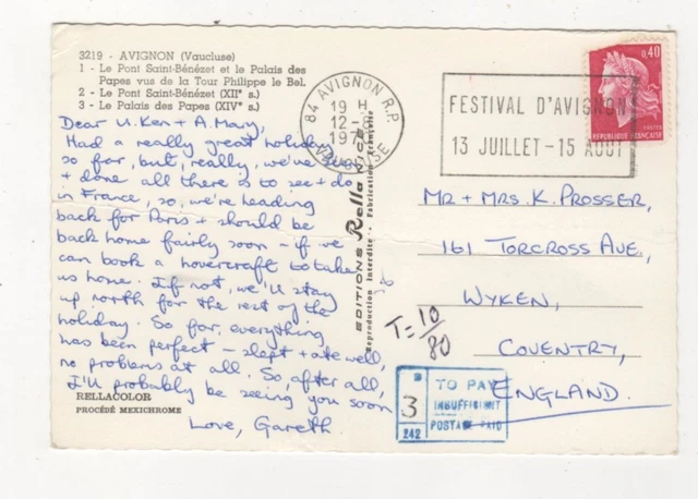 3d To Pay Insufficient Postage Paid T 18/80 1970 From France 395b