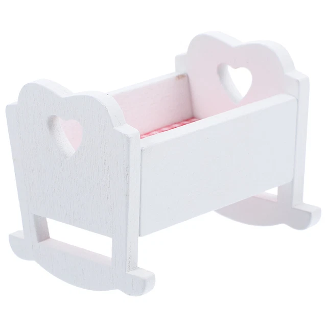 Lit De Poupée Berceau Bleu Ciel – Plastique & Tissu, Accessoire Maison De Poupée, Cadeau Enfant