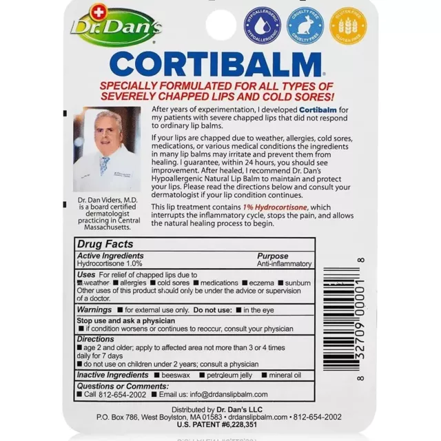 Paquete de 6 cortibalm para labios secos agrietados - bálsamo labial curativo para li severamente agrietada 3