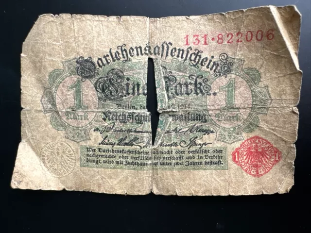 Deutschland (Weimarer Republik) 1914 - 1 Mark Darlehenskassenschein Banknote