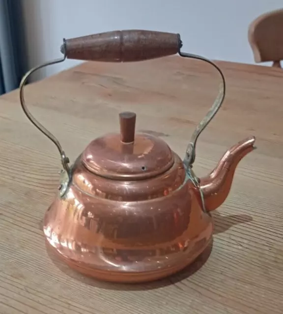 Small copper kettle decorative only made in Portugal 14cm across 2