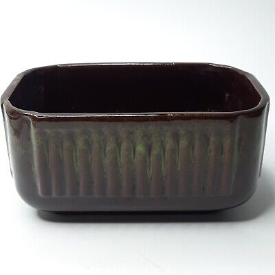 Dark Brown Green Drip Glaze VTG Haeger Pottery Planter 225 Rectangle Ribbed MCM