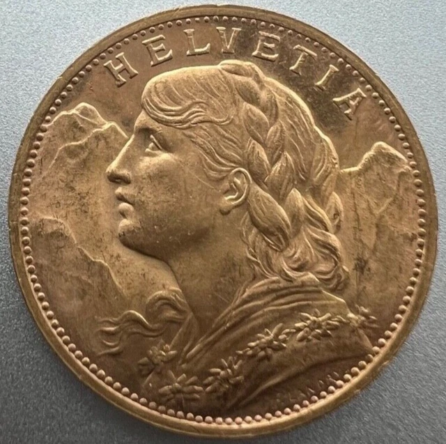 1930 Swiss 20 Franc Gold Coin - Helvetia & Cross Design - Beautiful Collectible 1930 Swiss 20 Franc Gold Coin - Helvetia & Cross Design - Beautiful Collectible