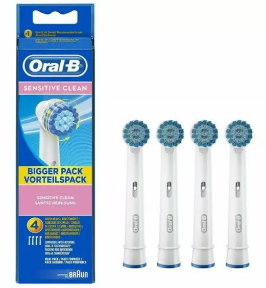 Braun Oral-B Sensitive Clean Electric Toothbrush Replacement Brush Heads 4pk