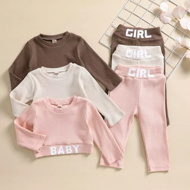 Baby Girls Sweatshirt Tops with Pants Cotton Stretchy Outfits Suit Trousers Set