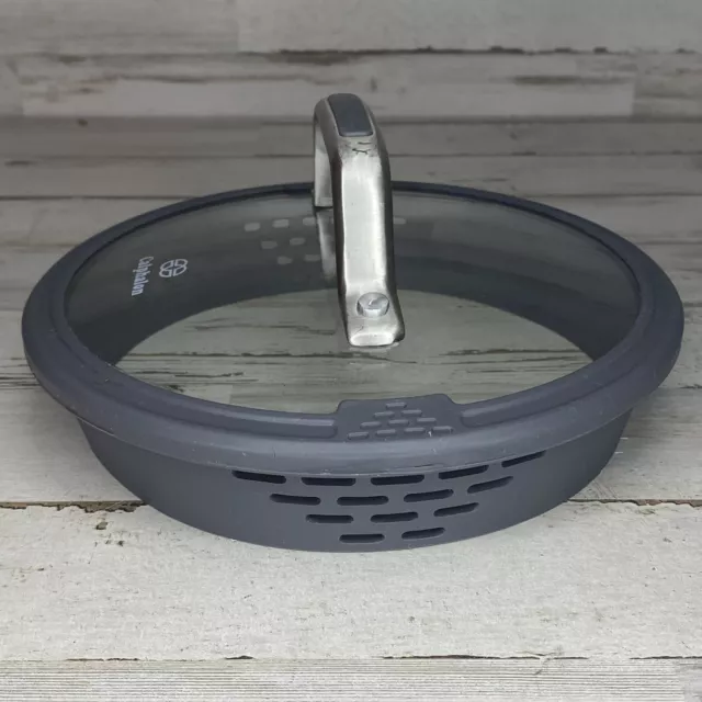 Calphalon Glass & Silicone Strainer Lid 6" Replacement Gray Vented Rubber Handle
