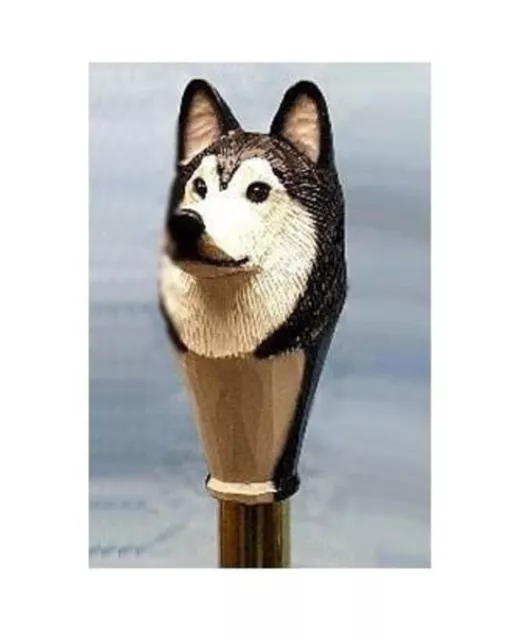 Hand Carved Alaskan Malamute Dog Handle Wooden Walking Cane Walking Stick Best 3