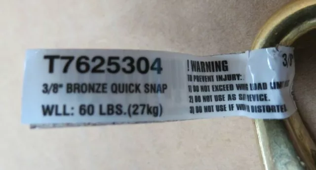 Campbell Chain T7625304 Quick Snap 3/8" Rigid Fixed Eye Solid Bronze New 3