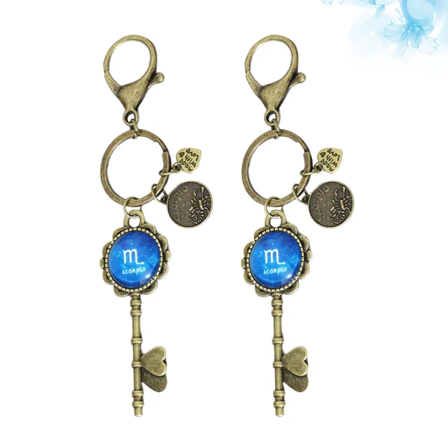 2 Pcs DIY Key Chain Accessories Time Key Holder Metal Button 6