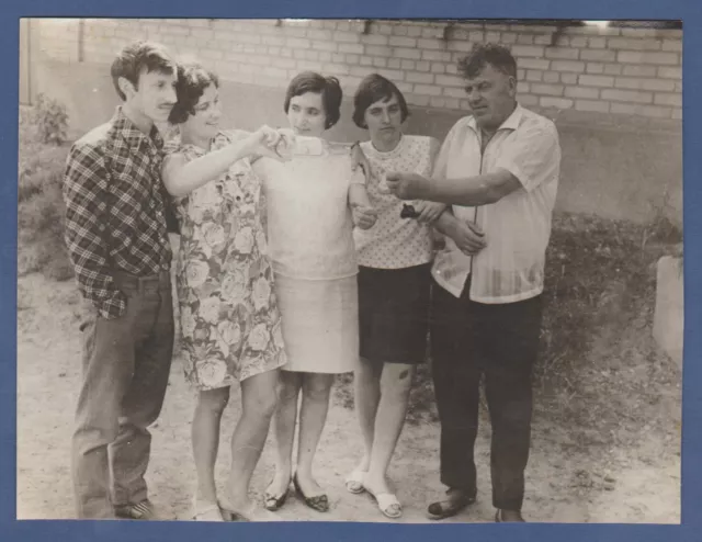 Beautiful Young Guys and Girls Drinking Vodka Soviet Vintage Photo USSR