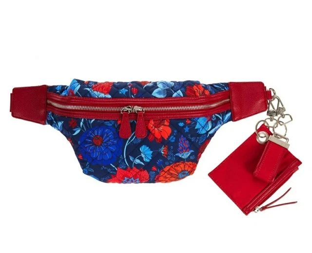 Samantha Brown To-Go Classic Quilted Waist Belt Bag RFID Zip Pouch & Key Fob NWT 2