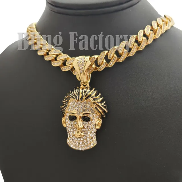Women Gold Plated Alloy Pink Barbie & Iced Cubic Zirconia Cuban Chain  Necklace
