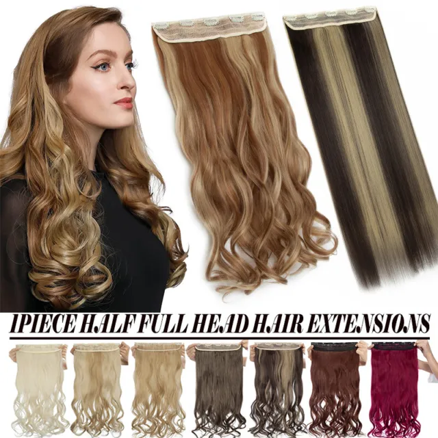 One Piece Clip in on Real Natural As Human Hair Extensions Hairpiece Long Thick