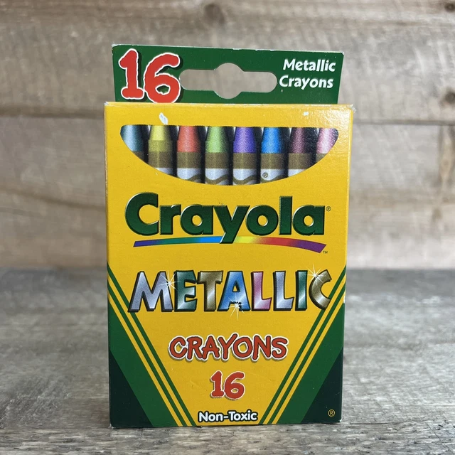 VTG CRAYOLA BINNEY & Smith Metallic School Crayons 16ct Year 2000 NOS