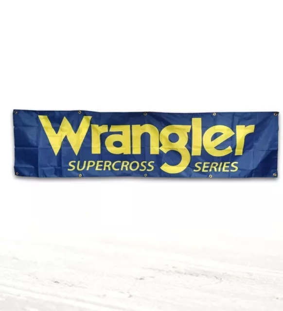 2 x 8ft Vintage Motocross Banner Flag Wall Sign Wrangler Supercross Series