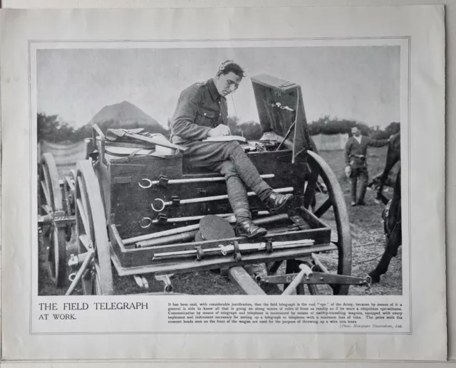 1915 Ww1 Print & Text Field Telegraph Communication At Work