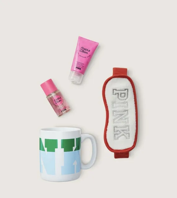 NEW Victoria's Secret PINK Mist Lotion Coffee Mug Kit Gift Set Pink Fresh Clean