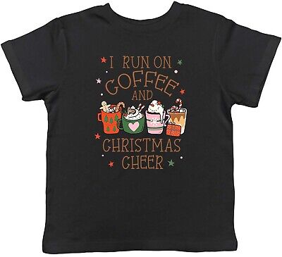 T-shirt I Run Of Coffee & Christmas Cheer Natale bambini ragazzi ragazze regalo