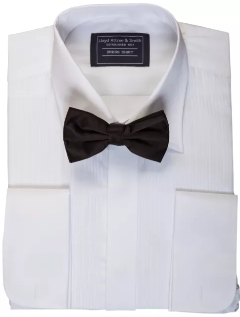 Sera Camicia Plissettato Elegante Abito Tux Smoking & Fiocco Nero Cravatta