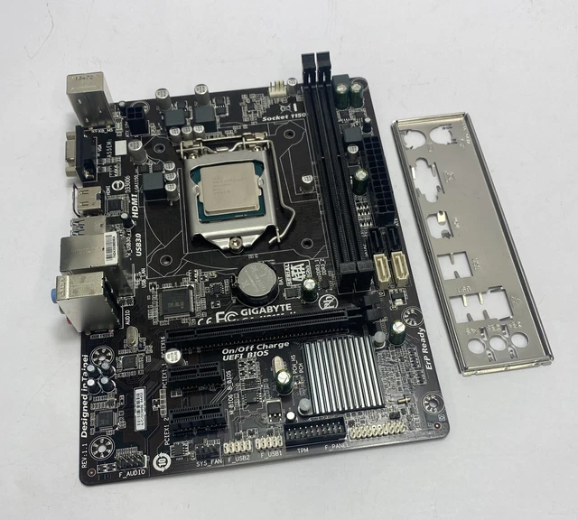 Scheda Madre GIGABYTE GA-H81M-S2V Socket 1150, DDR3, Formato MATX. Supporta CPU Intel Di Quarta Generazione. Usata, Con Dissipatore.