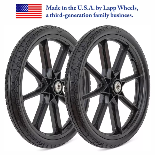 20 x 1.95" Set of 2 Flat Free Plastic Spoke Wheel Utility Cart with 3/4 Bearings