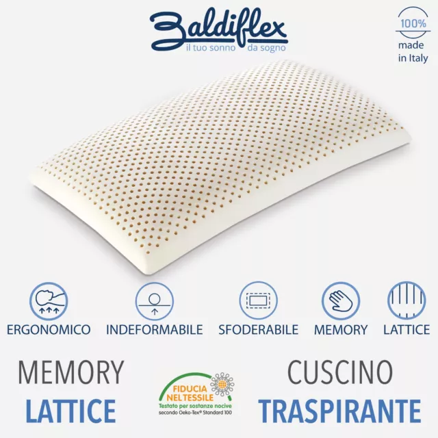 Cuscino Guanciale White in Memory / Lattice - Altezza 13 cm