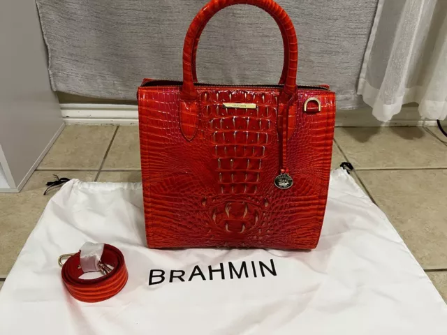 Brahmin Caroline Satchel Shoulder Flame Melbourne Leather Bag NWT $345