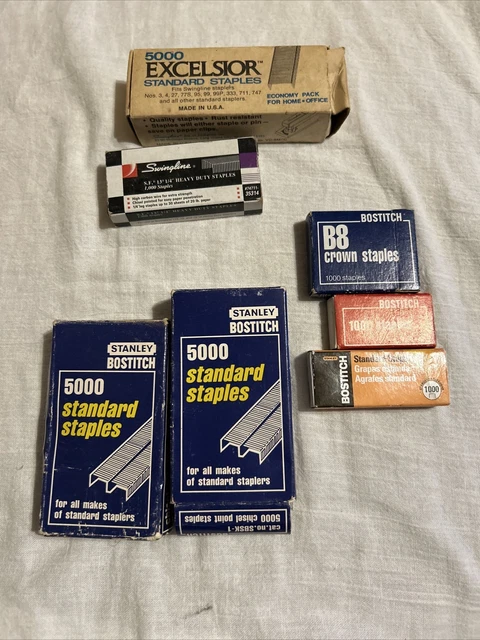 Lot Of 7Boxes Vintage Staples Bostitch  Excelsior Swingline