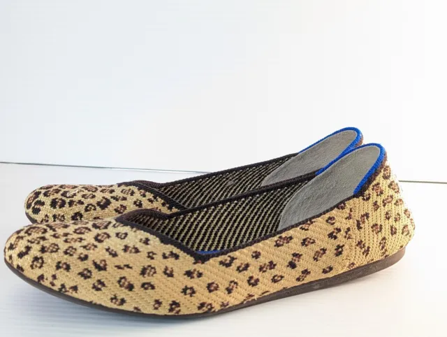 Rothy's Retired Leopard Cheetah Print Round Toe Flats Size 9 Ballet Shoes