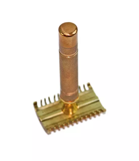 Vintage c1930s Gillette Shaving Gold Tone Brass No. 17567 Open Comb Safety Razor