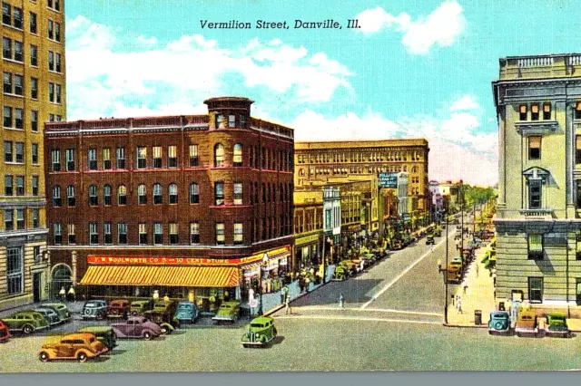 VIntage Postcard-Vermillion Street, Danville,IL