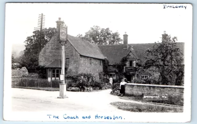 RPPC The Coach and Horses Inn BROADWAY UK Postcard