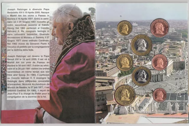 Vaticano Benedetto Benedictus Xvi Euro Pattern Prototype 8 Coin Fdc Unc Limitata