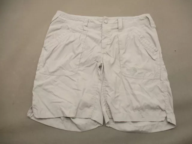 The North Face Size 8 Womens Gray Zip Fly Button Pocket Durable Cargo Shorts 793