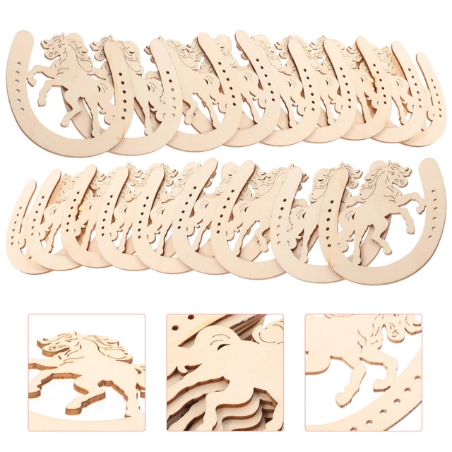 48 Pcs Hufeisen-Chips Leere Holzscheiben Geschenk Zubehör Kind