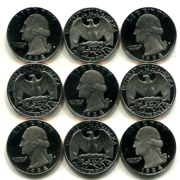 Roll of 40 GEM PROOF CAMEO 1984-S CLAD Washington Quarters - Free Shipping