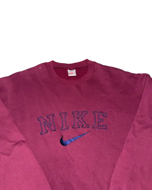 Vintage 80s/90s Nike Crewneck Sweatshirt Violet Berry Grey Tag Rare XL