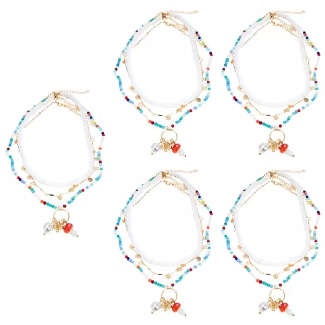 5 Sets Kristallhalsketten Kristallanhänger Bunte Perlenkette Die Blumen