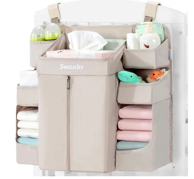Sweeby Diaper Organizer for Changing Table and Crib Diaper Stacker Nursery Cream