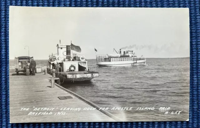 WISCONSIN DELLS, WI~Cruising Down the RIver~Amphibian Line~Real Photo Postcard