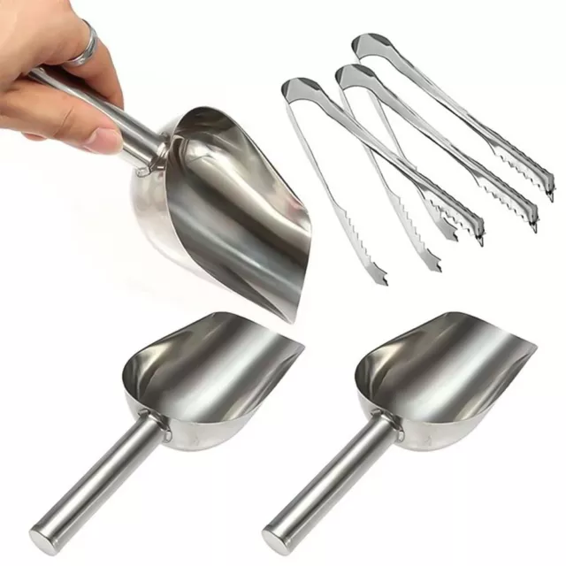 10x Ice Food Sugar Scoop Sweet Scoop Aluminium Metal Scoop Round Bottom Ice Tong