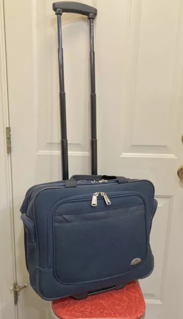 Samsonite Wheeled Rolling Carry-On Blue Briefcase Luggage Overnight Bag Case 17”