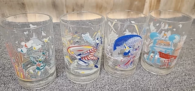 VTG 90s Walt Disney World 25th Anniversary McDonald's Drinking Glasses 4 Pieces