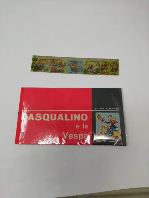 Jacovitti righello Animato pubblicitario Pasqualino la Vespa anni '60 + inserto