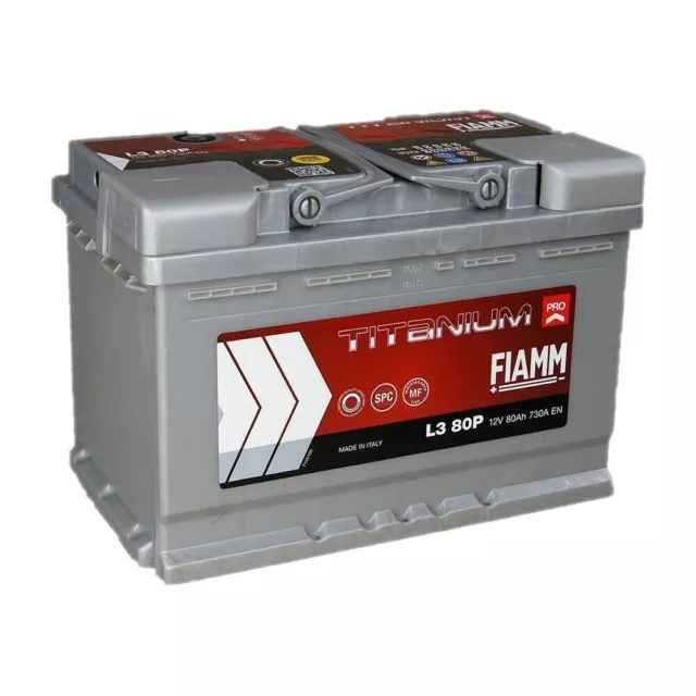 BATTERIA AUTO FIAMM L380P TITANIUM PRO 80 Ah 730A Polo Positivo Destra 80AH