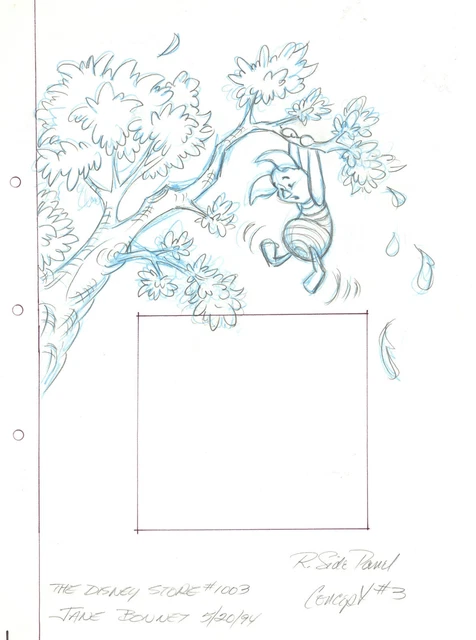 Disney (Winnie The Pooh)-Piglet Original Concept Drawing Signed By Jane Bonnet