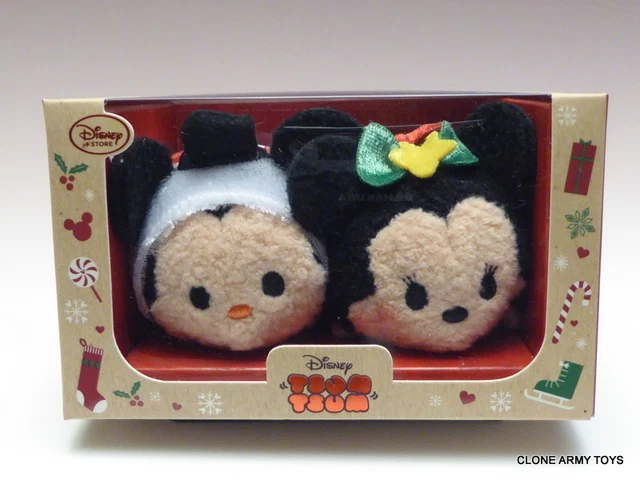 Disney Store Exclusive Mickey & Minnie Mouse Christmas Mini Tsum Tsum Plush Set
