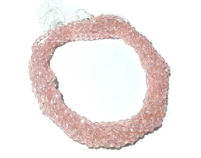 5 Strand Mystic Rose Quartz Barrel Faceted 4x6mm Hydro Loose Beads 13"inch