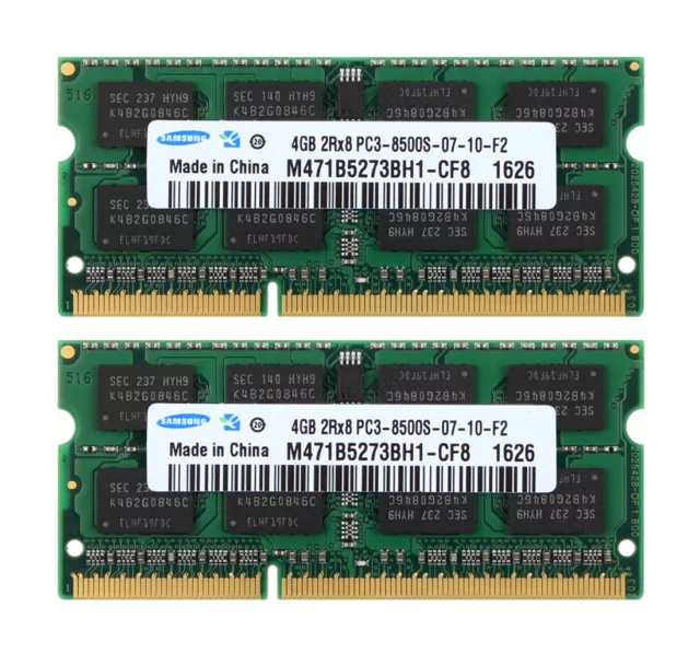 8GB Samsung 2x 4GB 2RX8 DDR3 1066MHz PC3-8500S 204PIN SO-DIMM Laptop RAM Memory