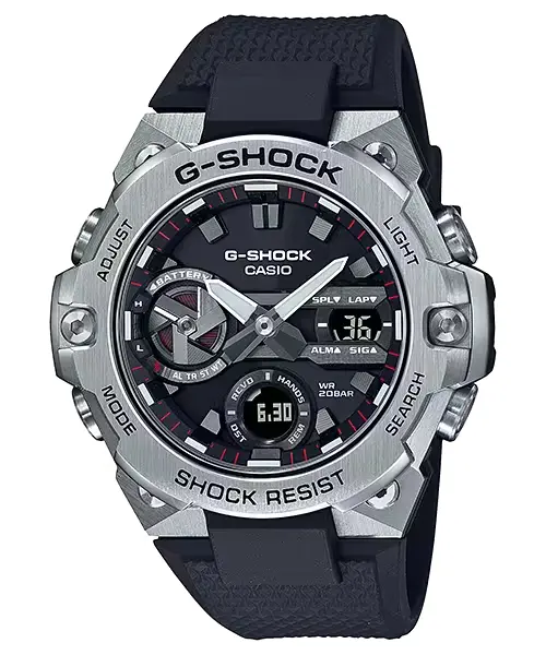 New Casio Men's G Shock G-Steel Slim Black Resin Strap Analog Watch GSTB400-1A